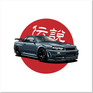 Skyline GT-R R34 Posters and Art